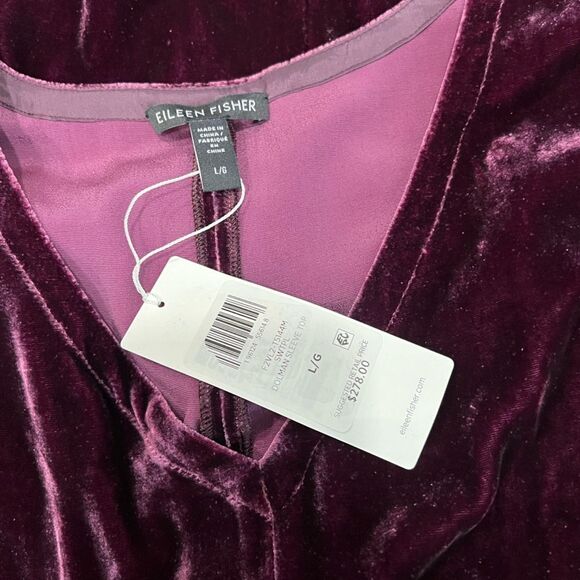 EILEEN FISHER Sweet Plum Dolman V Neck Top - Picture 9 of 10